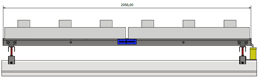 Technische tekening van de slabweegschaal voor 2 slabs